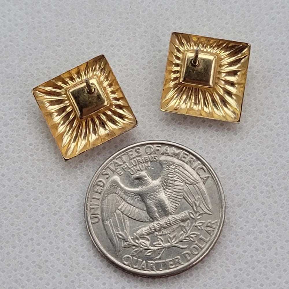 Vintage Classic Gold Square Rhinestone Earrings